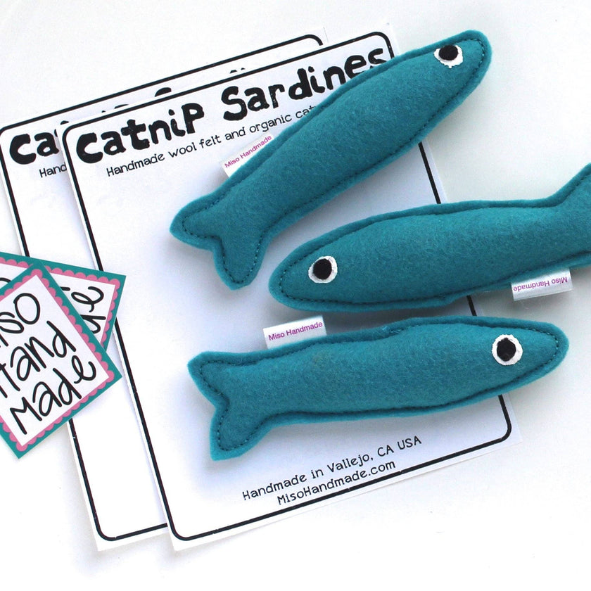 Cat Toy Catnip Wool Sardines Set of Three