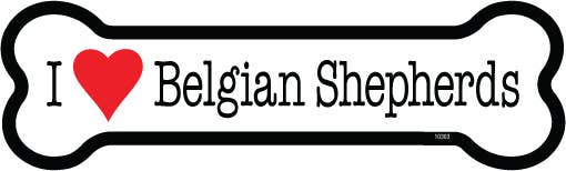 Belgian Shepherd I (heart) Belgian Shepherds Bone Shaped Magnet