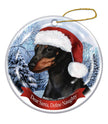 Miniature Pinscher Santa Hat Dog Porcelain  Ornament