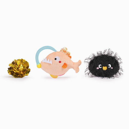Cat Toy Anglerfish and Sea Urchin Catnip Filled Interactive Plush Catnip Toy Set