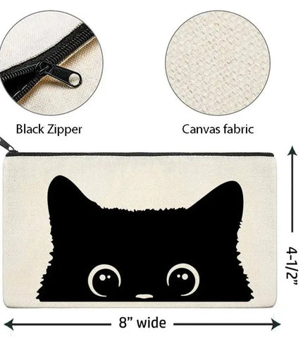 Canvas Zipper Bag - Cat Face