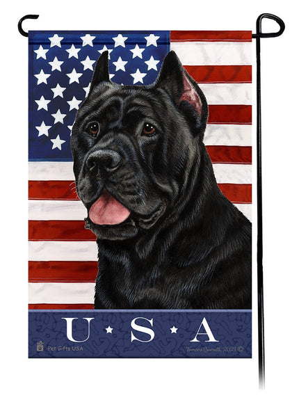 This Cane Corso Black USA American Garden Flag is a testament to the beauty of your favorite breed and the American Flag