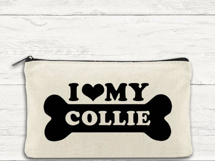 I Love My Collie Canvas Multi-Purpose Zipper Bag