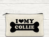 I Love My Collie Canvas Multi-Purpose Zipper Bag