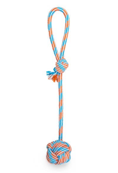 ThoozyPet Ball Tug Rope Dog Toy with Handle Blue / Red 17