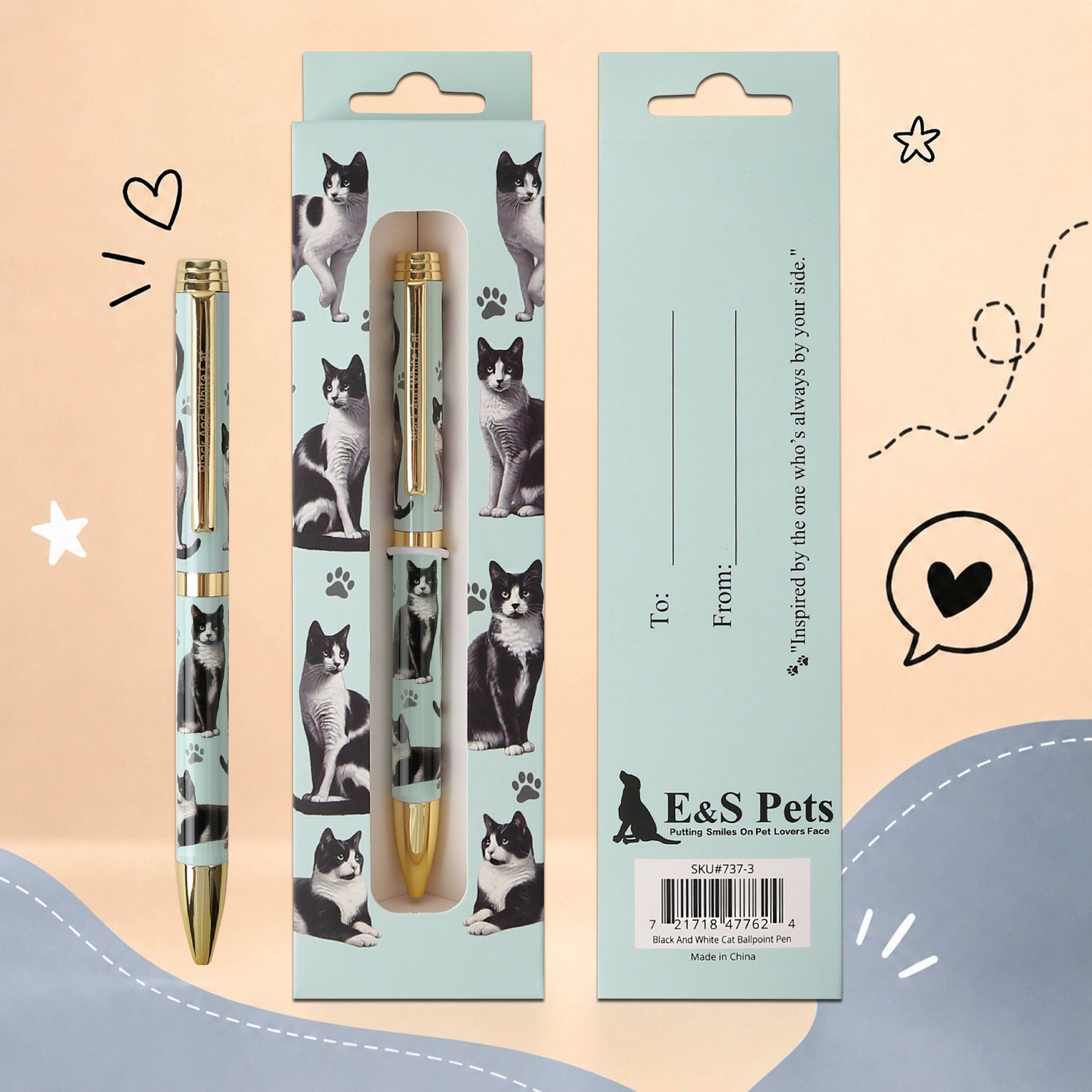 Black and white cat Pet Lover Ballpoint Pen