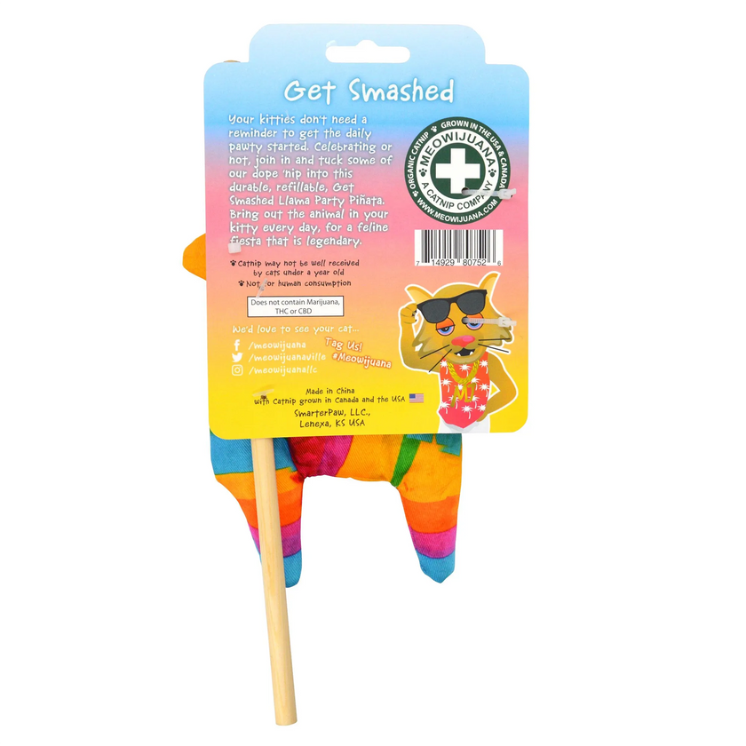 Meowijuana® Get Smashed Llama Piñata Refillable Wand Cat Toy