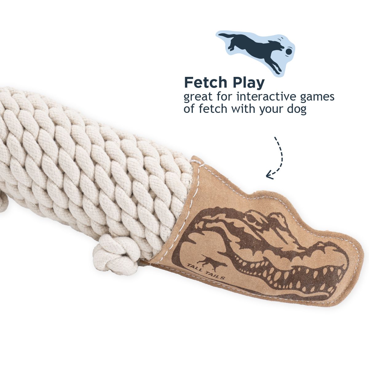 Dog Toy Crocodile Natural Leather Crunch Rope Toy