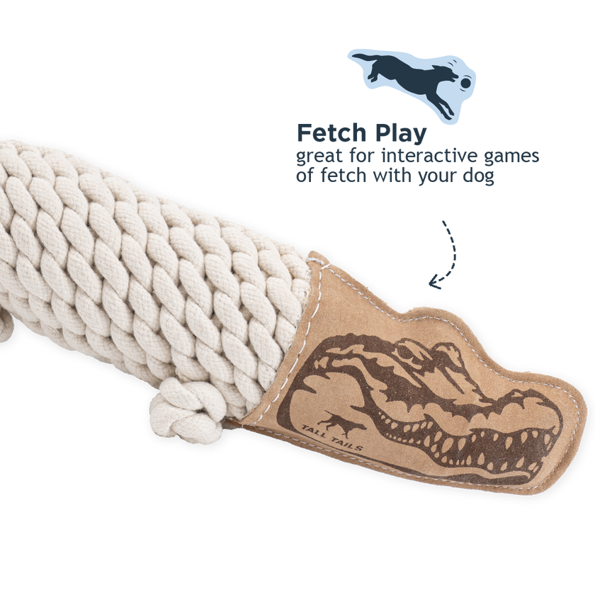 Dog Toy Crocodile Natural Leather Crunch Rope Toy