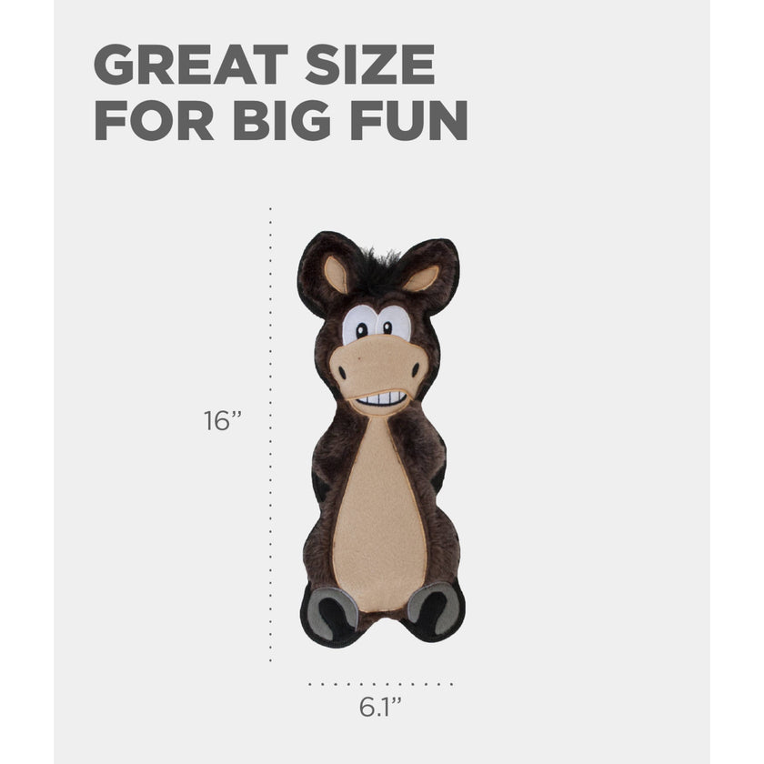 Outward Hound Floppyz Donkey Squeaky Dog Toy, Brown, Medium