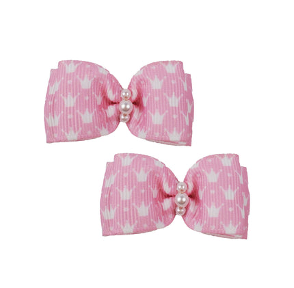 Pink Crowns Canine Clips - 2 bows per card