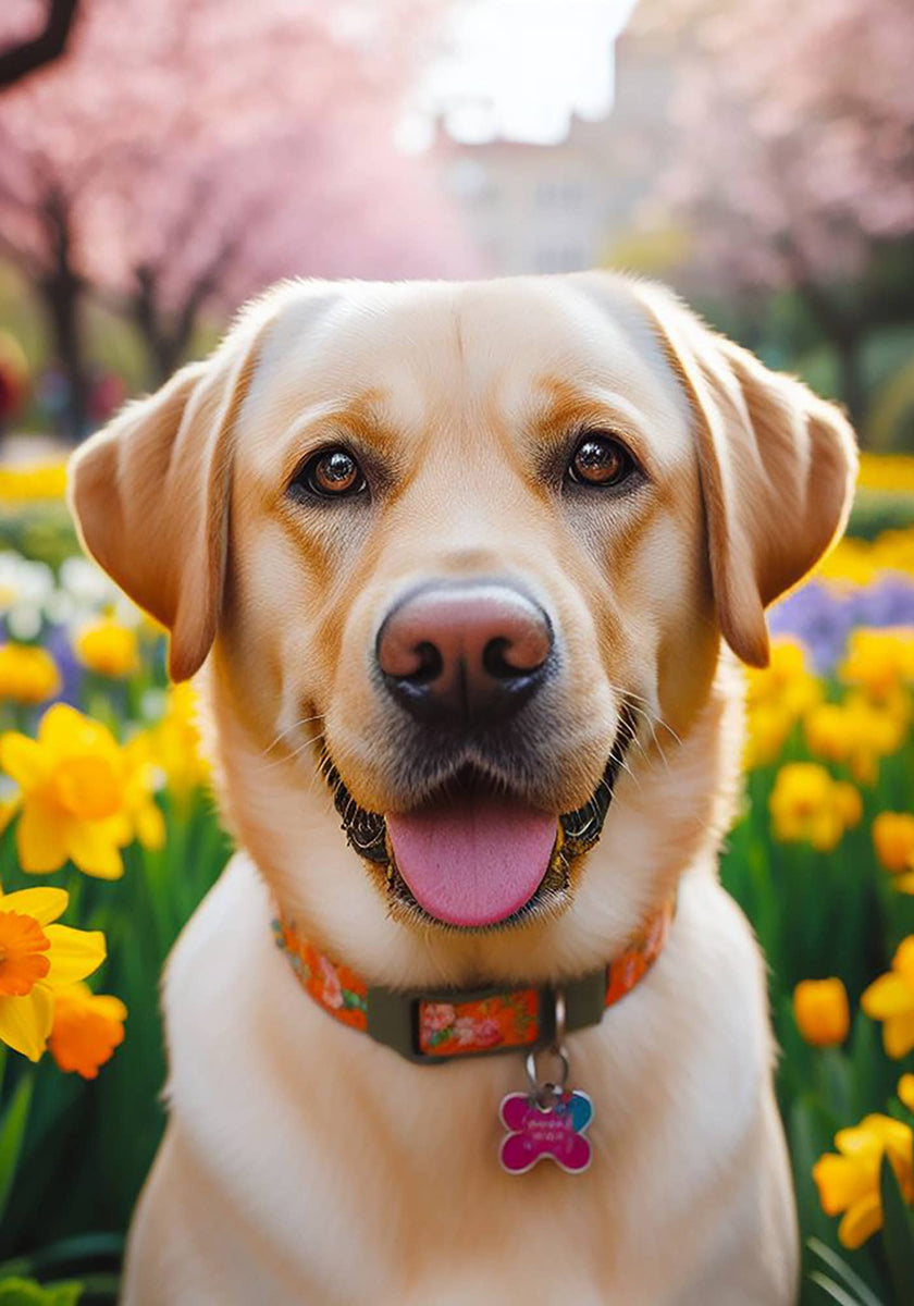 Yellow Labrador Colorful Spring Large House Flag