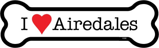Airedales I (heart) Airedales Bone Shaped Magnet