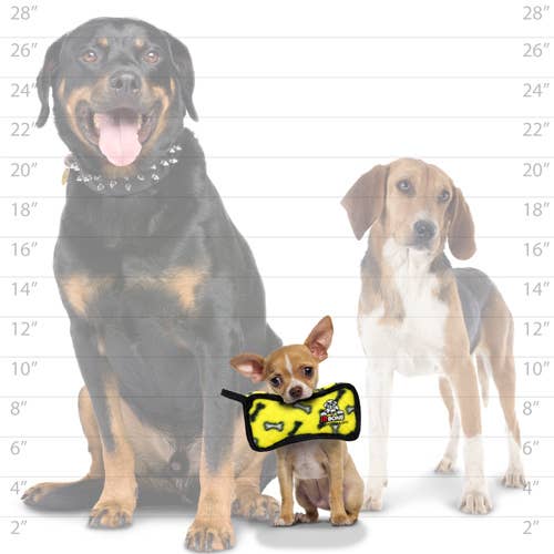 Tuffy Jr Bone 2 - Yellow, Durable, Tough, Squeaky Dog Toy
