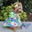 Blue Lagoon Hawaiian Hibiscus Dog Dress w/ Matching Leash