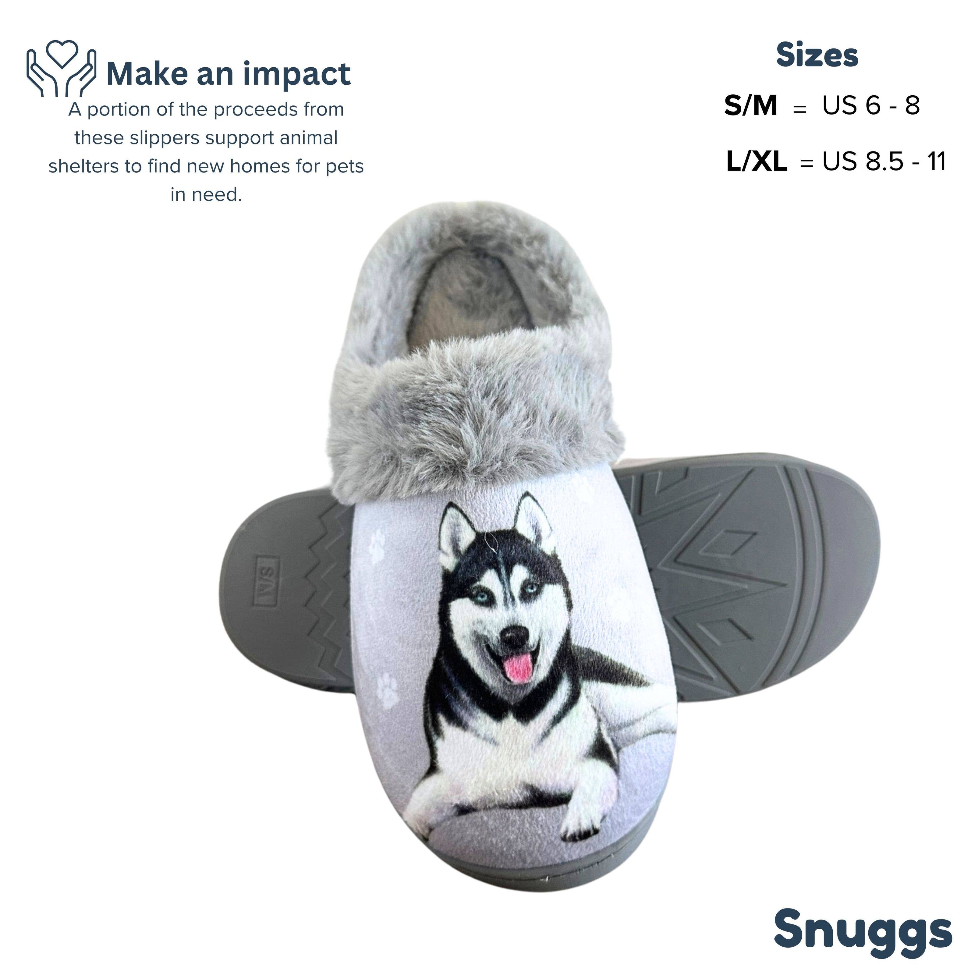 Siberian Husky Dog Pet Lovers Comfy Snuggs Slippers