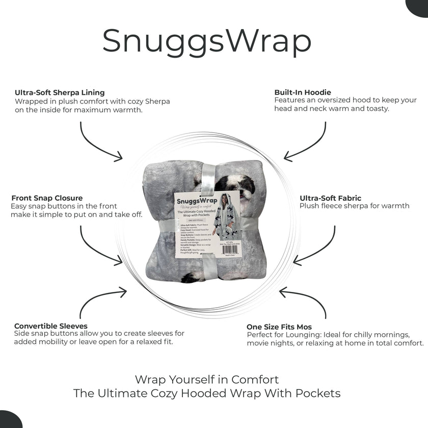 Shih Tzu Snugg Wraps with Hoodie – Ultra Soft Sherpa Fleece Wrap for Pet Lovers