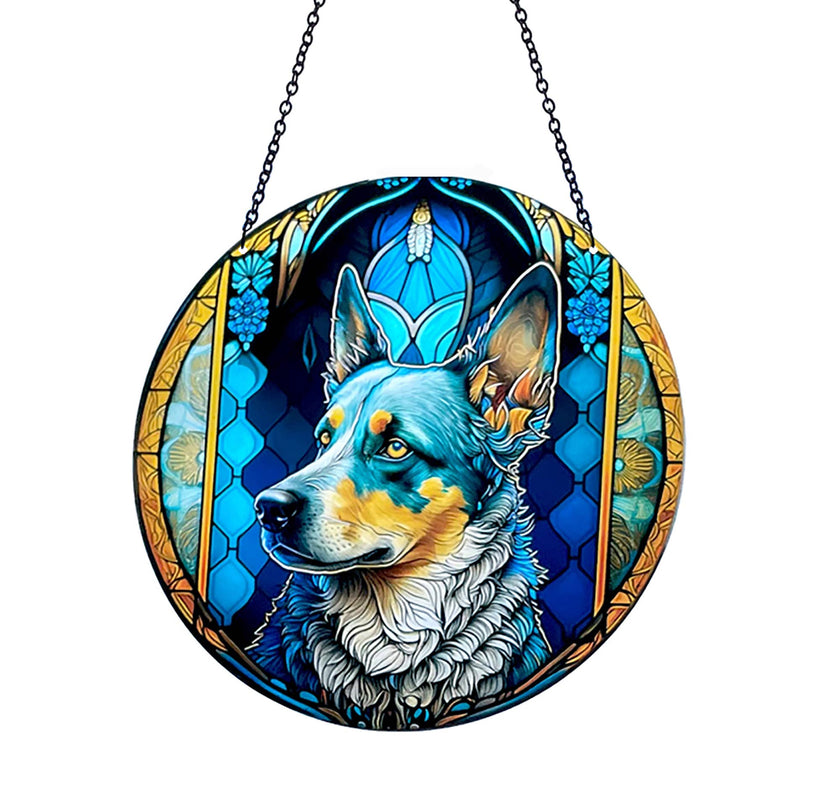 Blue Heeler Acrylic Suncatcher with Chain