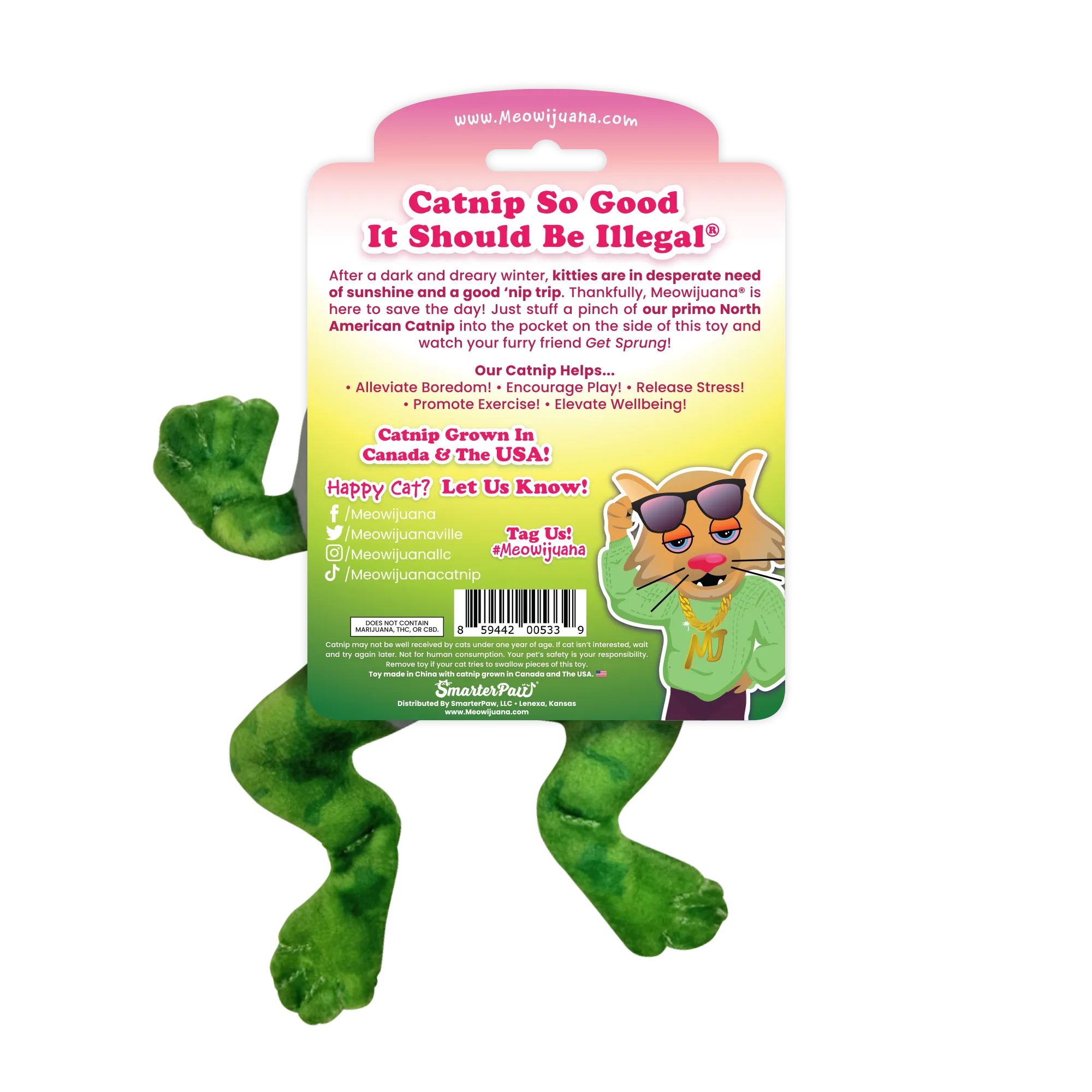 Meowijuana® Get Sprung Frog Refillable Cat Toy