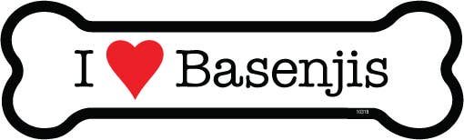 Basenji I (heart) Basenjis Bone Shaped Magnet