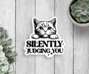 Cat Silently Judging You Vinyl Sticker