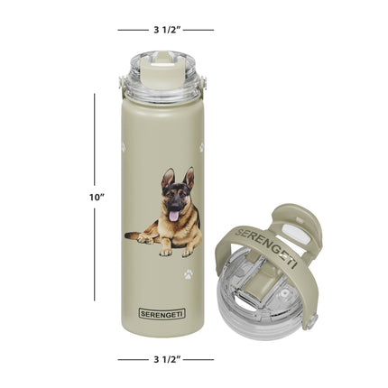 German Shepherd Stainless Steel Water Bottle 24 Oz. Serengeti