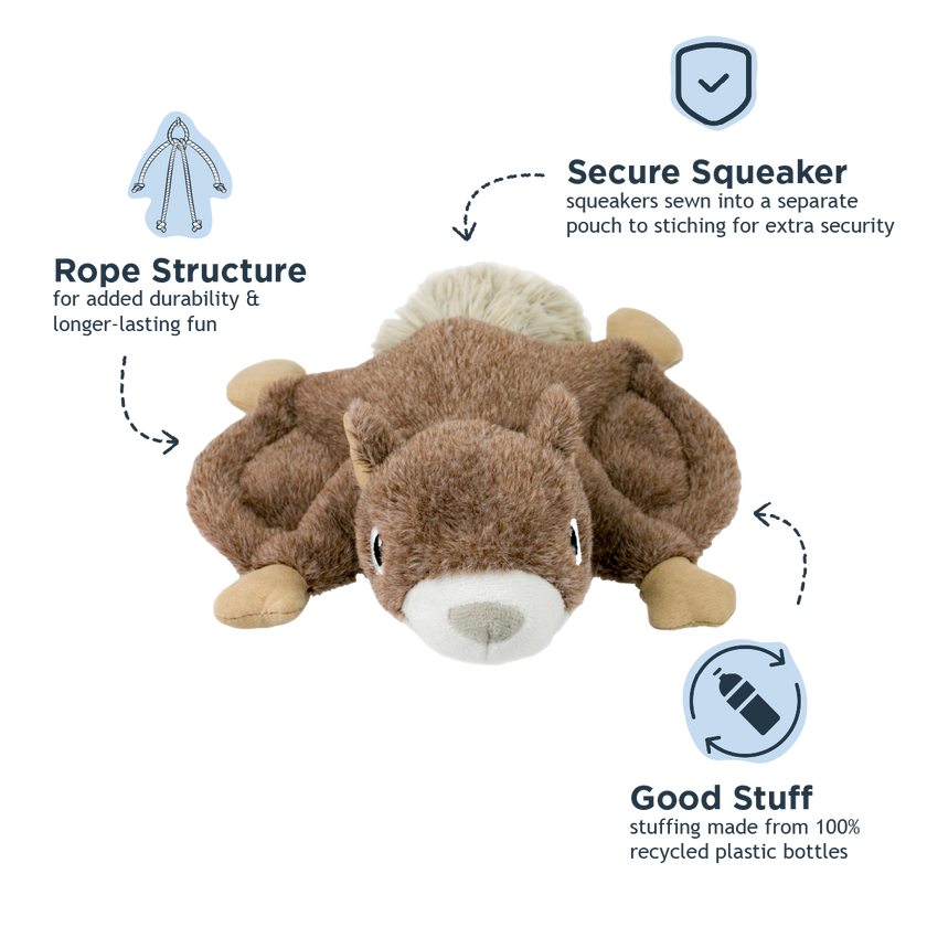 Dog Toy Squirrel Fling and Fetch Plush Toy