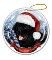 Newfoundland Santa Hat Dog Porcelain Christmas Ornament
