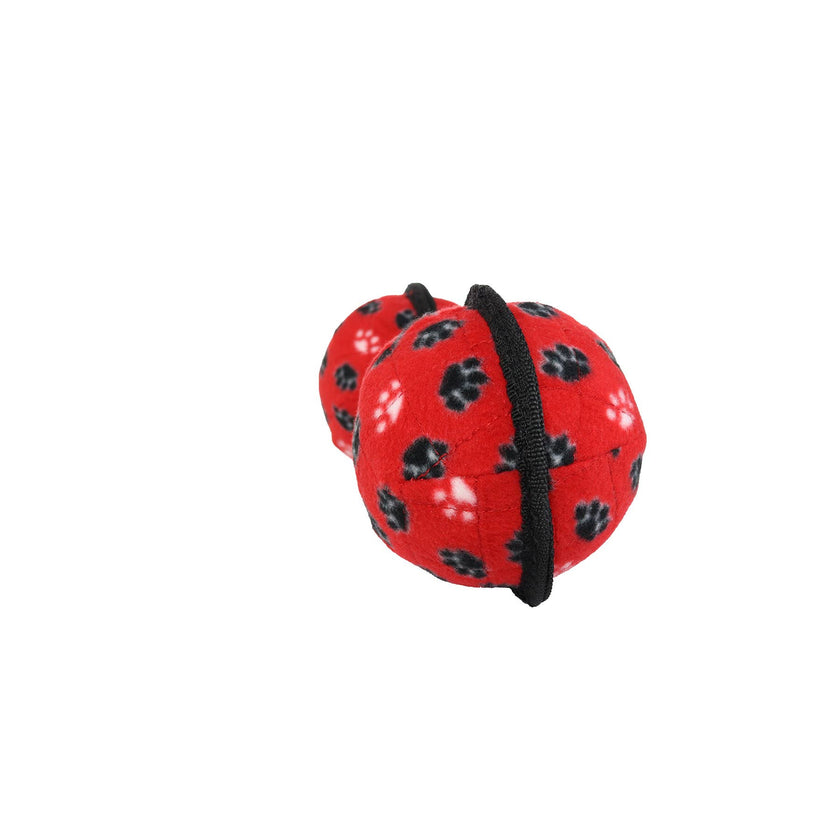 Tuffy Ultimate 2 Ball Tug Red Paw, Durable Squeaky Dog Toy