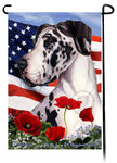 Great Dane Harlequin Uncropped - Patriotic Flowers Garden...