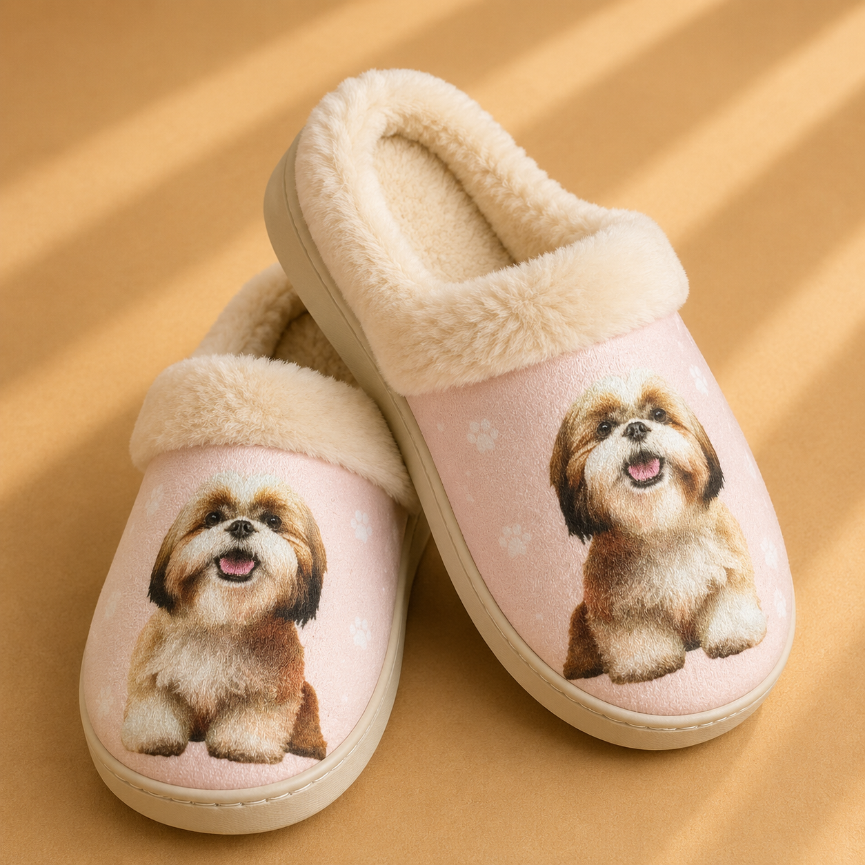 Shih Tzu Tan and White Dog Pet Lovers Comfy Snuggs Slippers