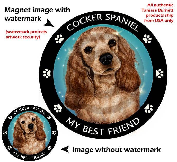 Cocker Spaniel Blonde My Best Friend Circular Magnet