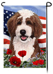 Bernedoodle Chocolate and White - Patriotic Flowers Garde...