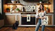 Black Cat, oven mitt set