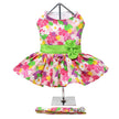 Pink Hawaiian Floral Dog Harness Dress w/ Matching Leash