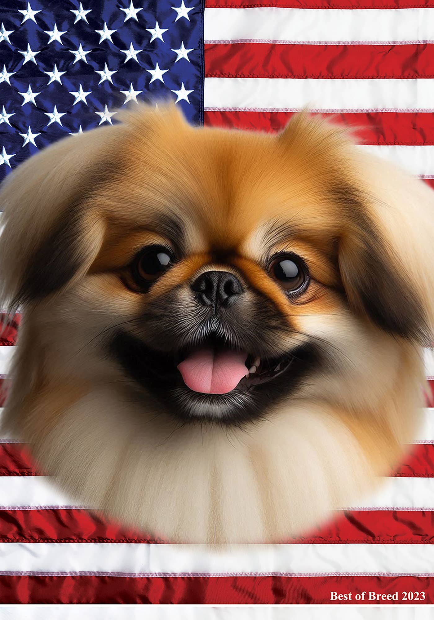 Pekingese Red Patriotic III Garden Flag