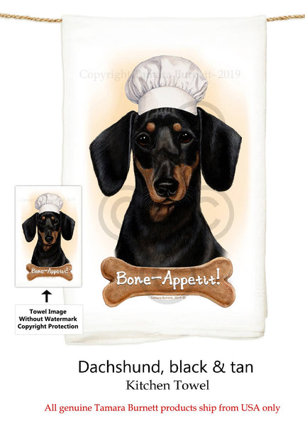 Dachshund Black & Tan Flour Sack Kitchen Towel
