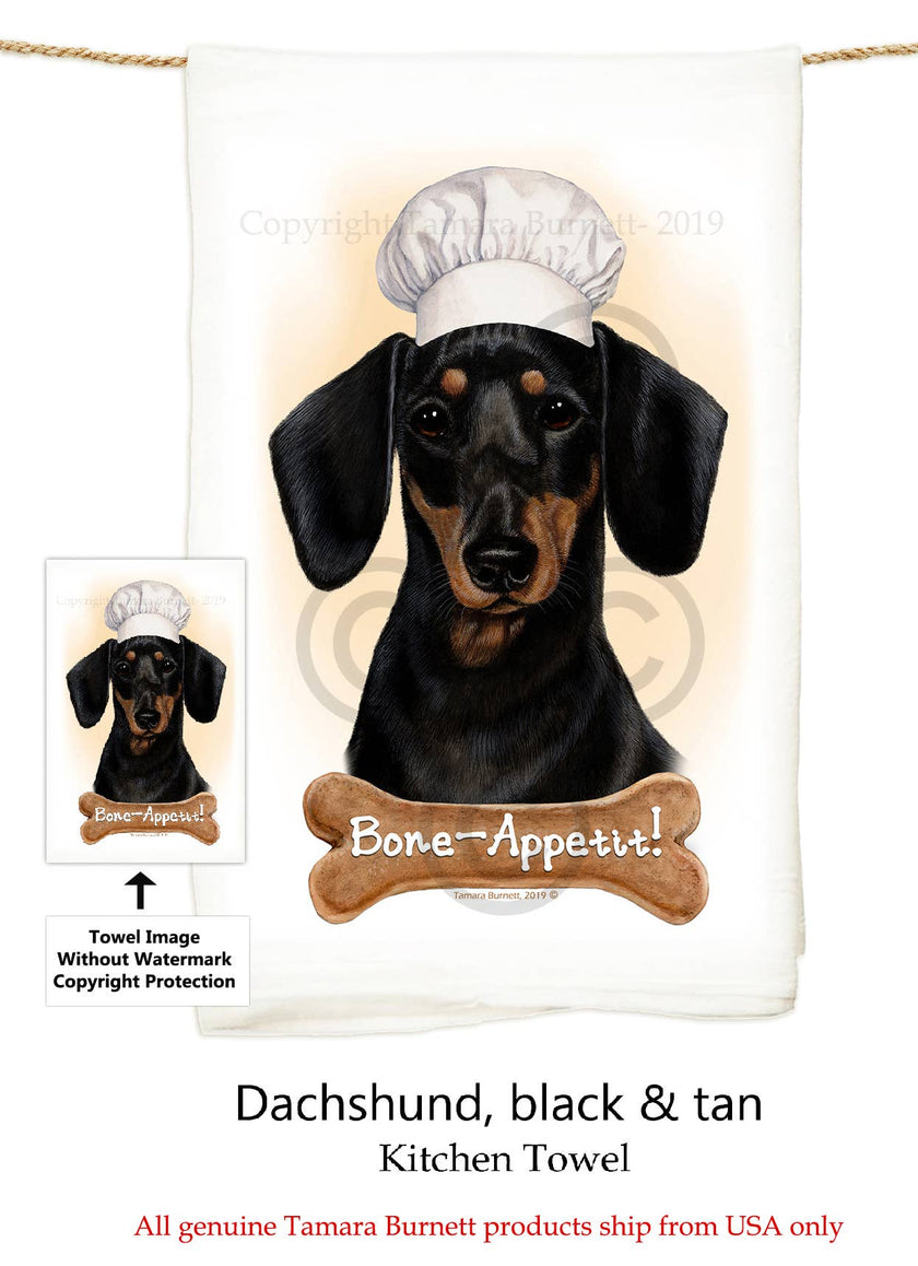 Dachshund Black & Tan Flour Sack Kitchen Towel