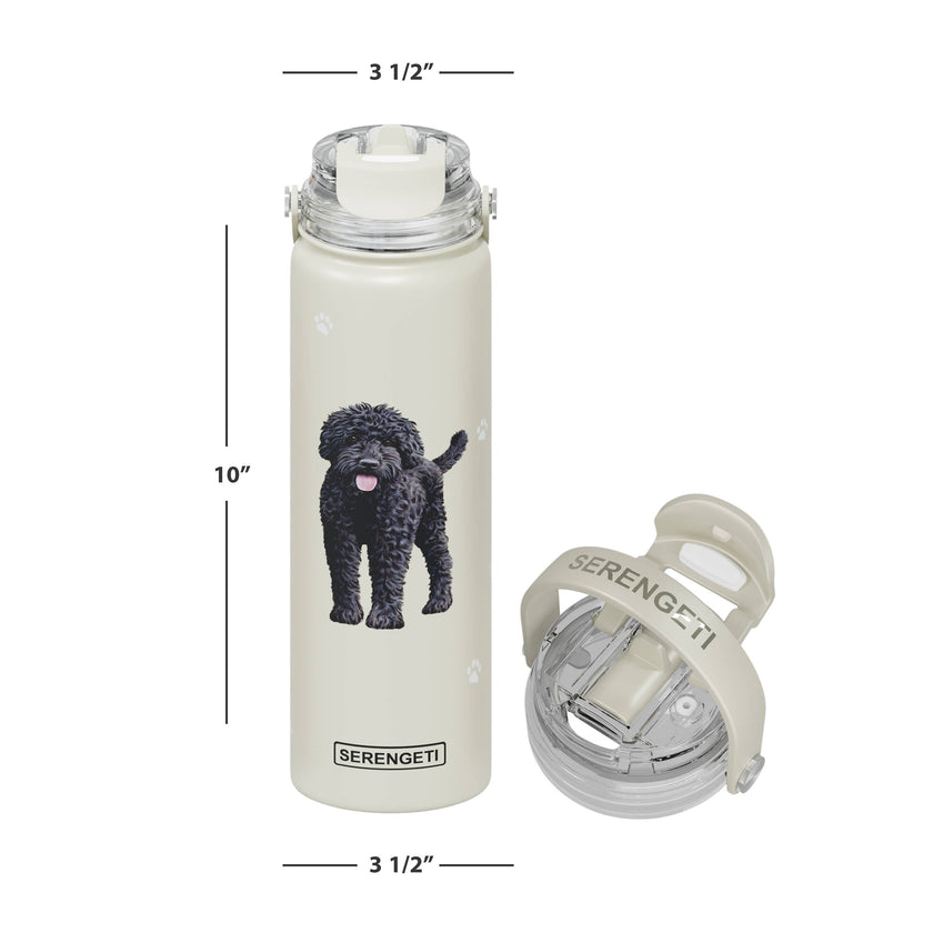 Labradoodle, Black Stainless Steel Water Bottle 24 Oz. Serengeti