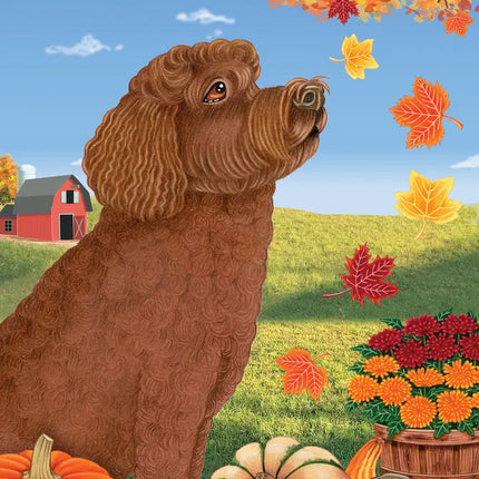 Labradoodle, Chocolate Garden Flag (Fall)