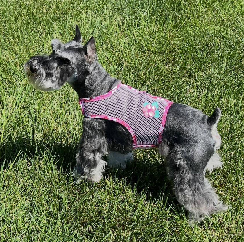 Cool Mesh Dog Harness - Hawaiian Hibiscus Pink