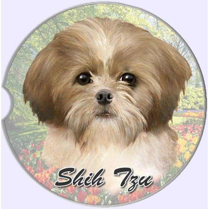 Shih Tzu, Tan & White Car Coaster