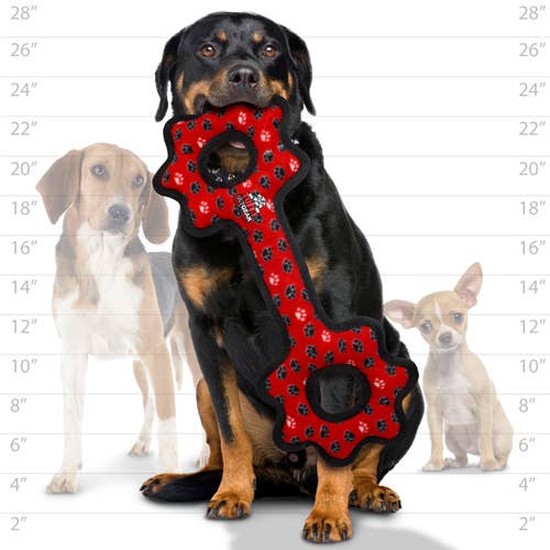 Tuffy Ultimate Tug-O-Gear - Red Paw, Squeaky Dog Toy
