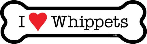 Whippet I (heart) Whippets Bone Shaped Magnet
