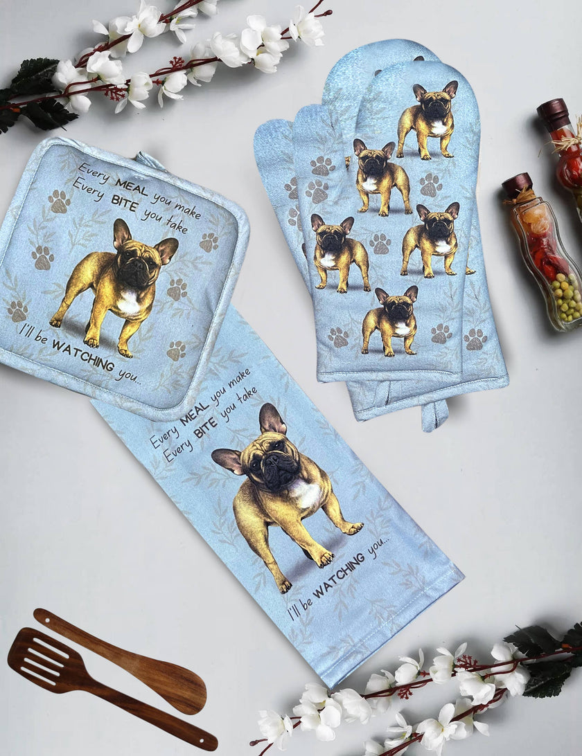 French Bulldog, oven mitt set