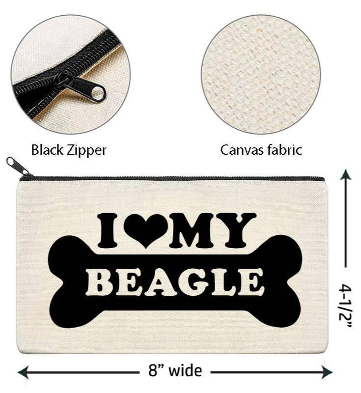 I Love My Beagle Canvas Multi-Purpose Zipper Bag