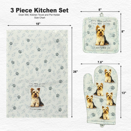 Yorkie, oven mitt set