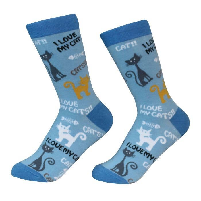 I Love My Cat Socks - Cat Crew Socks Unisex