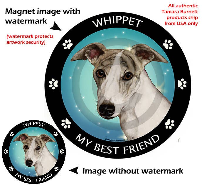 Whippet My Best Friend Circular Magnet