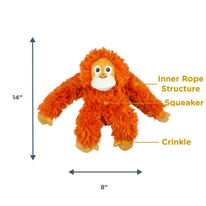 Dog Toy Orangutan Orange Plush Rope Body Toy